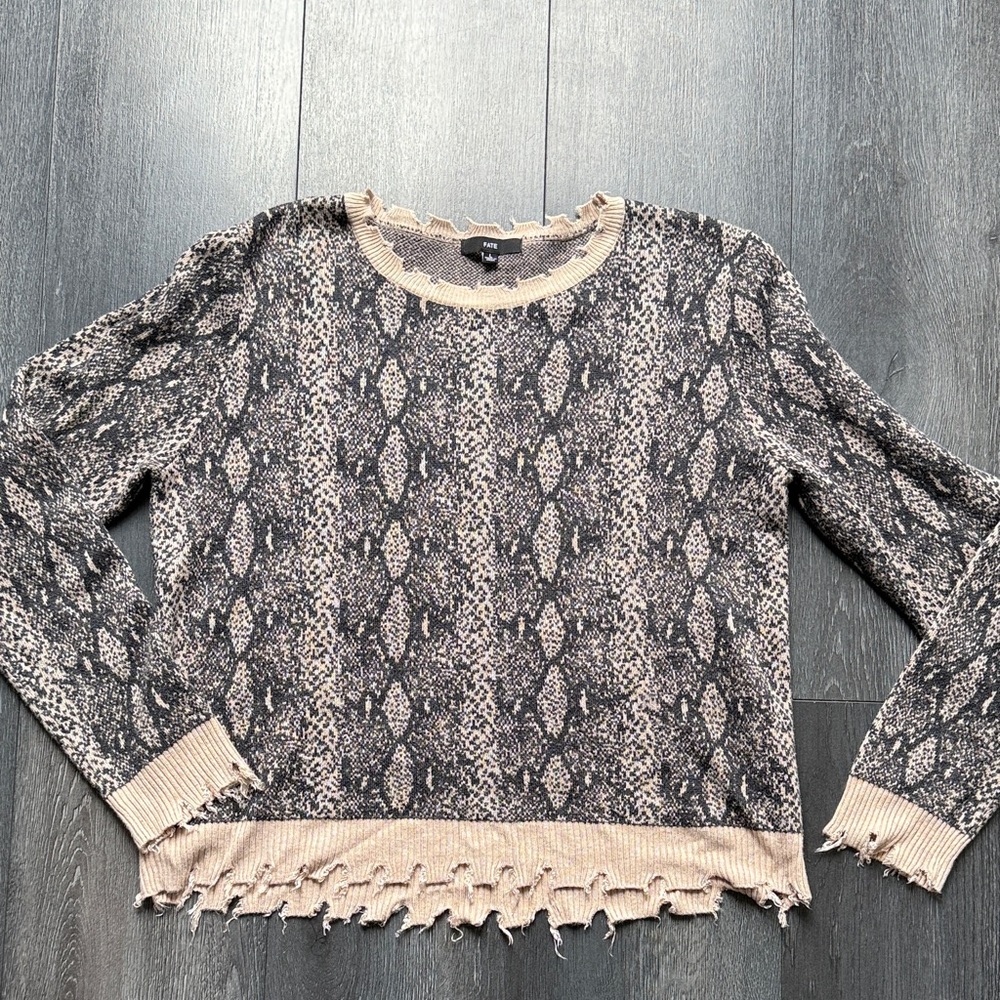 Fate Black and Cream Snake Print Sweatshirt